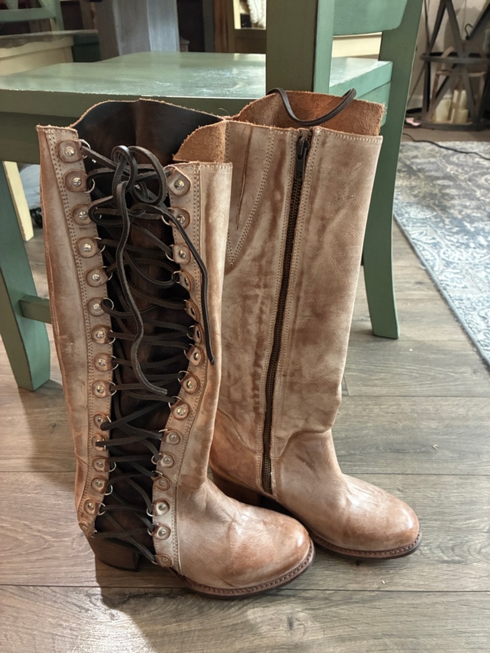 NEW Freebird Chapelle Size 8 Taupe Lace-Up Knee-High Women’s Boots